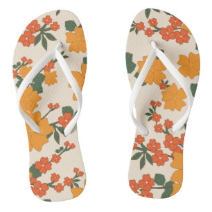 Orangefarbene Blume, Blumenmuster, Muster von Blum Flip Flops