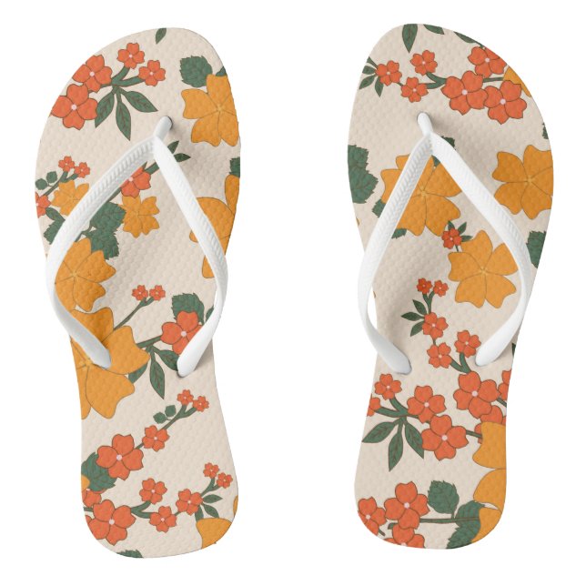 Orangefarbene Blume, Blumenmuster, Muster von Blum Flip Flops (Fußbett)