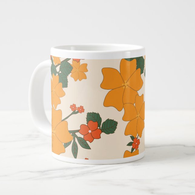 Orangefarbene Blume, Blumenmuster, Muster von Blum Jumbo-Tasse (Vorderseite Links)