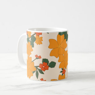 Orangefarbene Blume, Blumenmuster, Muster von Blum Kaffeetasse