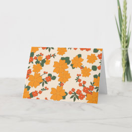 Orangefarbene Blume, Blumenmuster, Muster von Blum Karte