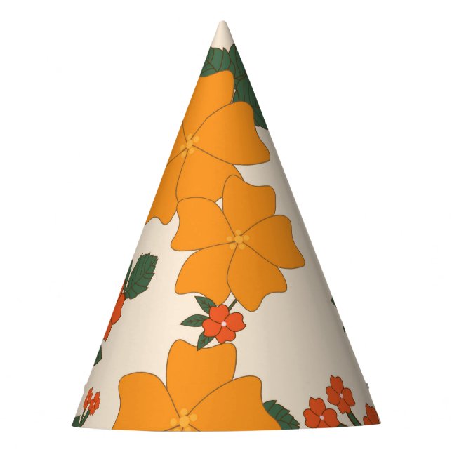 Orangefarbene Blume, Blumenmuster, Muster von Blum Partyhütchen (Vorderseite)