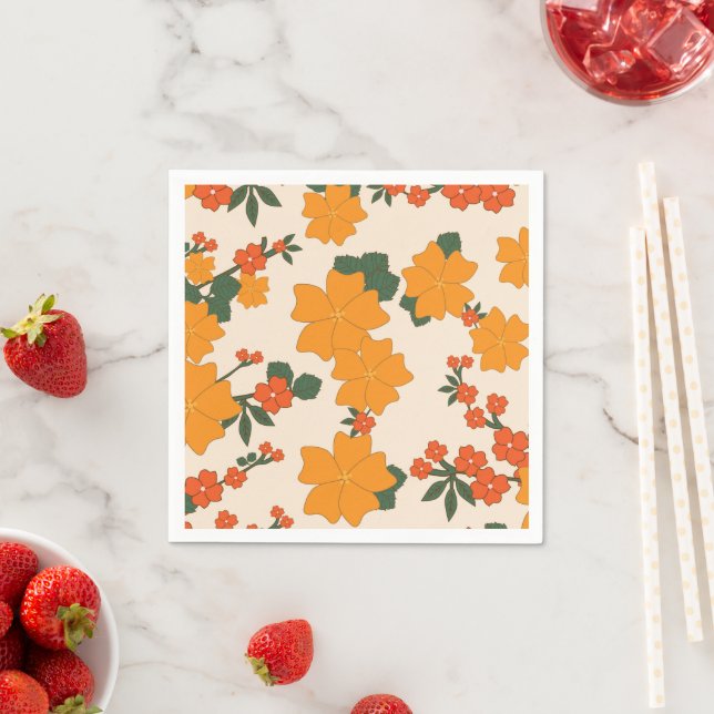 Orangefarbene Blume, Blumenmuster, Muster von Blum Serviette (Beispiel)