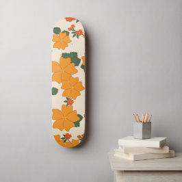 Orangefarbene Blume, Blumenmuster, Muster von Blum Skateboard
