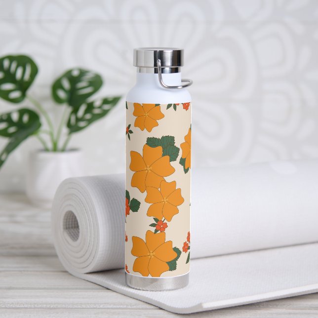 Orangefarbene Blume, Blumenmuster, Muster von Blum Trinkflasche (Yoga)