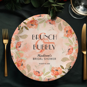 Orangefarbene Blume Brautparty Pappteller