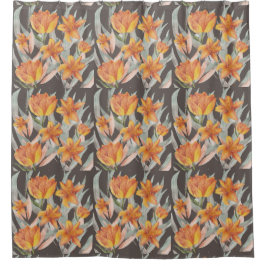 orangefarbene Blume Duschvorhang