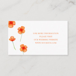 Orangefarbene Blume. Einfache Hochzeitsdetails Begleitkarte