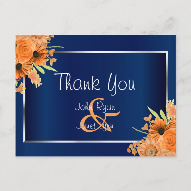 Orangefarbene Blume für Navy Blue Postkarte (Vorderseite)