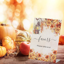 Orangefarbene Blume Gastgeschenk Sockelschild