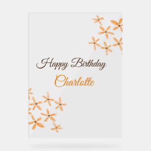 Orangefarbene Blume Geburtstag Geburtstag hinzufüg Acrylschild