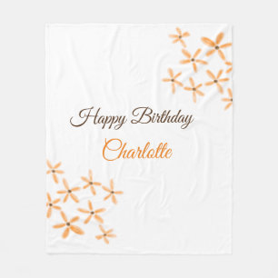 Orangefarbene Blume Geburtstag Geburtstag hinzufüg Fleecedecke