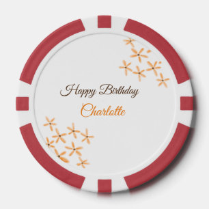 Orangefarbene Blume Geburtstag Geburtstag hinzufüg Pokerchips