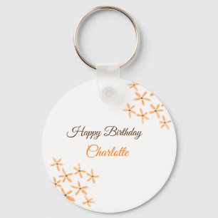 Orangefarbene Blume Geburtstag Geburtstag hinzufüg Schlüsselanhänger