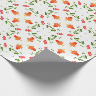 Orangefarbene Blume, grüne Blätter Geschenkpapier