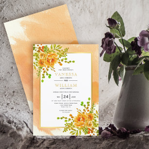 Orangefarbene Blume Hochzeit Einladung