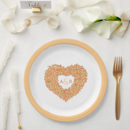 Orangefarbene Blume Hochzeitstuppenmuskeln Pappteller