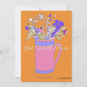 Orangefarbene Blume in einer Tasse Feiertagskarte