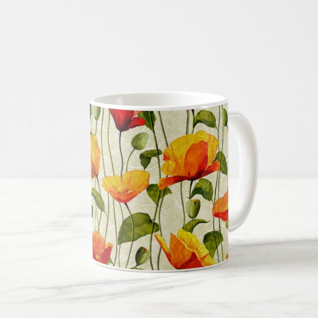Orangefarbene Blume Kaffeetasse (VorderseiteRechts)