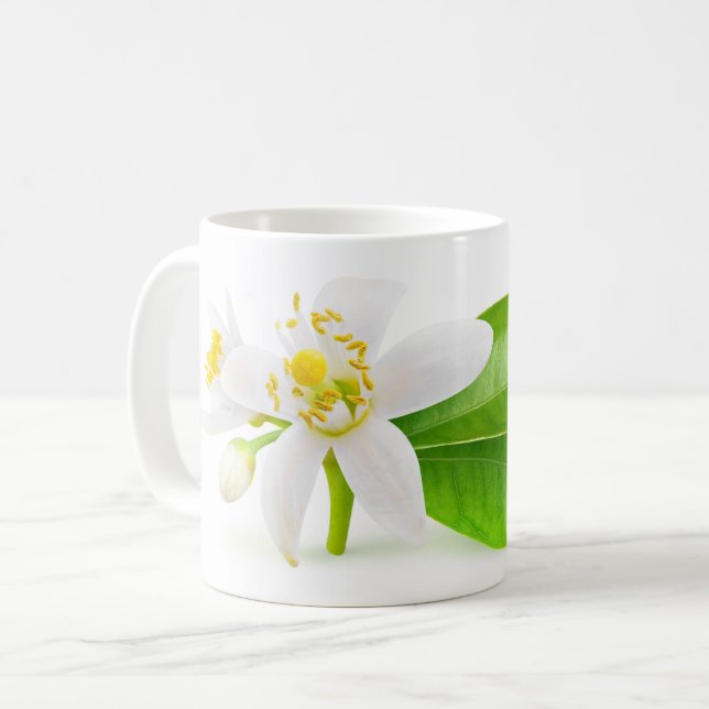 Orangefarbene Blume Kaffeetasse (Vorderseite Links)