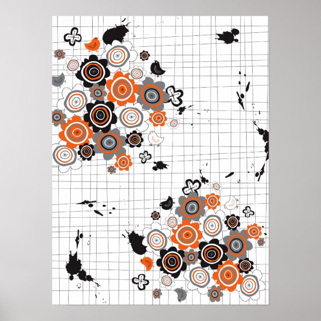 Orangefarbene Blume Kichen Grunge Knöchel Kid Poster (Vorne)