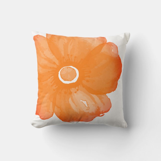 Orangefarbene Blume Kissen (Vorderseite)