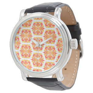 Orangefarbene Blume, Muster von Blume, Muster von  Armbanduhr