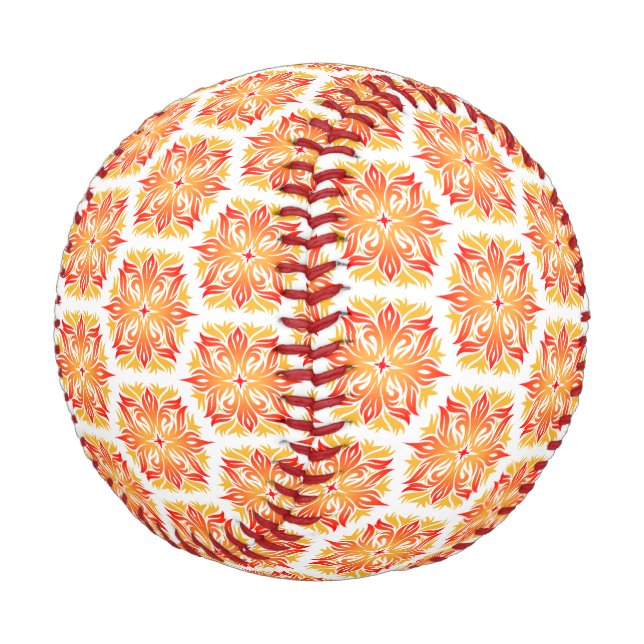 Orangefarbene Blume, Muster von Blume, Muster von  Baseball (Schrägansicht)
