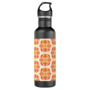 Orangefarbene Blume, Muster von Blume, Muster von  Edelstahlflasche