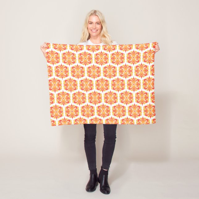 Orangefarbene Blume, Muster von Blume, Muster von  Fleecedecke (Beispiel)
