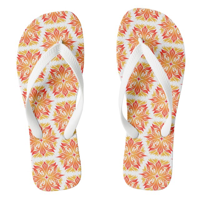 Orangefarbene Blume, Muster von Blume, Muster von  Flip Flops (Fußbett)