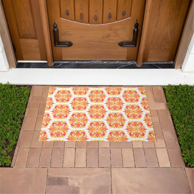 Orangefarbene Blume, Muster von Blume, Muster von  Fußmatte (Außenbereich)