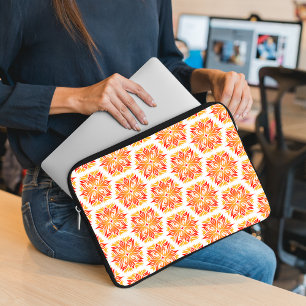 Orangefarbene Blume, Muster von Blume, Muster von  Laptopschutzhülle