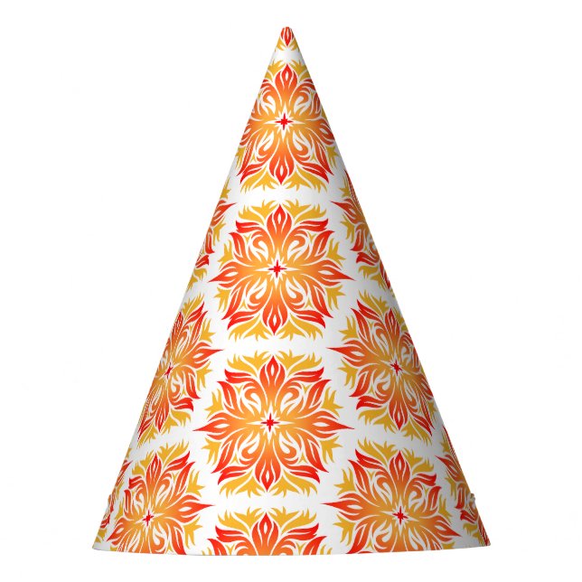Orangefarbene Blume, Muster von Blume, Muster von  Partyhütchen (Vorderseite)
