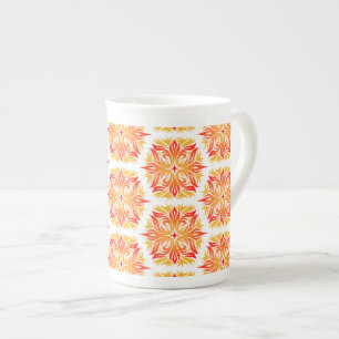 Orangefarbene Blume, Muster von Blume, Muster von Prozellantasse
