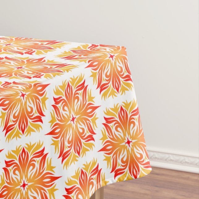 Orangefarbene Blume, Muster von Blume, Muster von  Tischdecke (Beispiel)