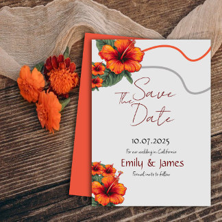 Orangefarbene Blume Save the Date Einladungskarte Einladung
