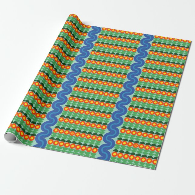 Orangefarbene Blume - Schleifpapier Geschenkpapier (Ungerollt)