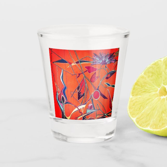 Orangefarbene Blume Schnapsglas (Vorderseite)