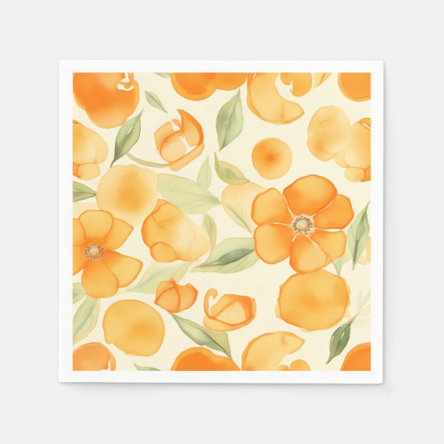 Orangefarbene Blume Serviette (Vorderseite)