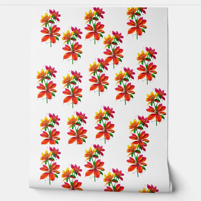 Orangefarbene Blume Tapete (Abrollen)