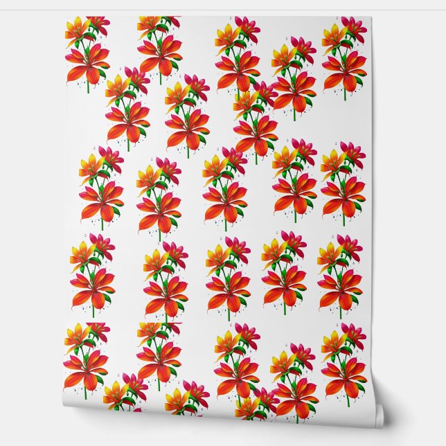 Orangefarbene Blume Tapete (Abrollen)