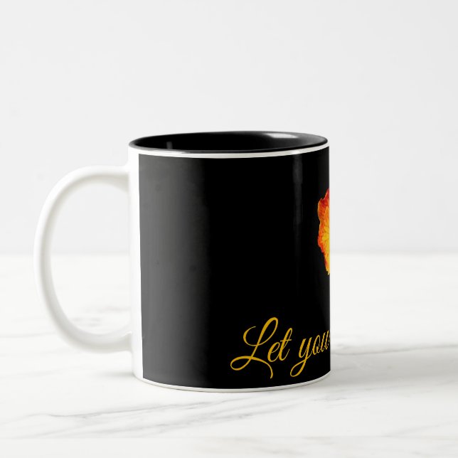 Orangefarbene Blume Tasse - Personalisiertes Coffe (Links)