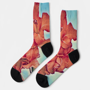 Orangefarbene Blume Tropenfarben Crazy Socken