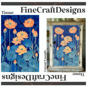 Orangefarbene Blume und Aquamarine Dekoupage Verla Seidenpapier