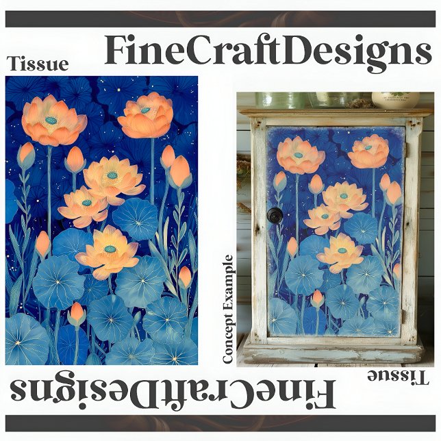 Orangefarbene Blume und Aquamarine Dekoupage Verla Seidenpapier (Von Creator hochgeladen)