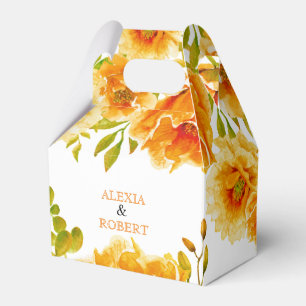 Orangefarbene Blume und Blätter Hochzeit Geschenkschachtel