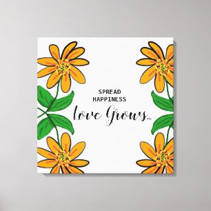 Orangefarbene Blume verbreiten Glück 24" x 24" Leinwanddruck