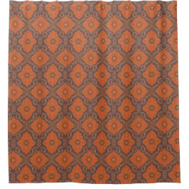 "Orangefarbene Blume" Vintages arabesque Muster Duschvorhang