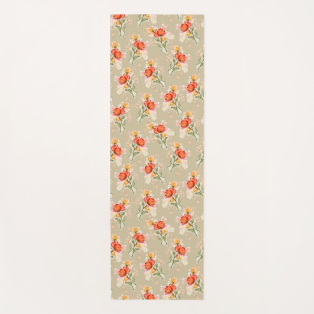 Orangefarbene Blume Yoga Mat Yogamatte (Vorderseite)
